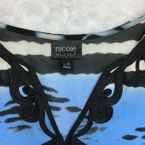 NICOLE BLUE MULTI TUNIC TOP - Picture 2 of 5